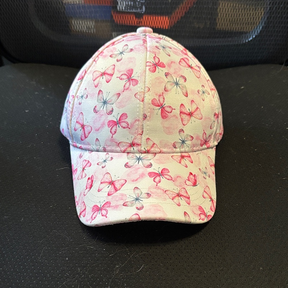 Pink Butterfly Print Cap